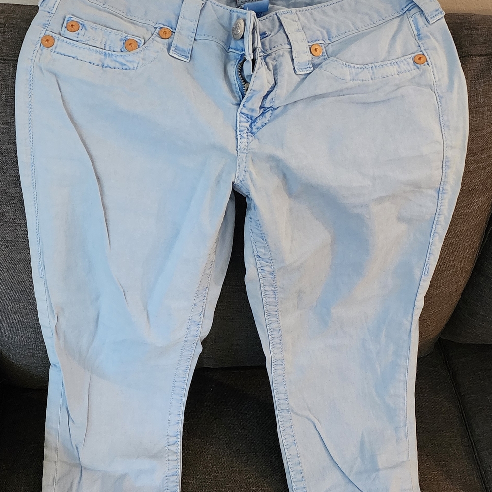 True Religion Light Blue Ankle & Cropped Jeans